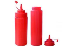 China Good Quality Eco-friendly Pear Shaped Red PP Materail Sauce Bottle supplier