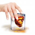 Double Layer Glass Coffee Mugs , Skull Whiskey / Vodka / Cocktail Glass Cup for sale