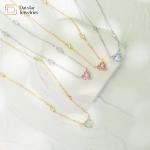 Women Choker Necklace 18k Gold Jewelry Heart Diamond Zircon Pendant Thin Chain for sale