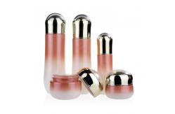China Gradient Whiet Pink Lotion Glass Bottles Pump 100ml 3.4 Oz Glass Bottle supplier