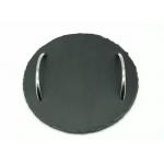 Natural Edge Slate Serving Tray Round Shape Diameter 22cm For Kitchen for sale