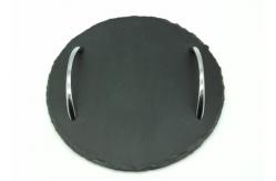 China Natural Edge Slate Serving Tray Round Shape Diameter 22cm For Kitchen supplier