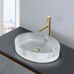 Scratch Resistant Crystal Clear Glass Vessel Basins Countertop Mounted for sale