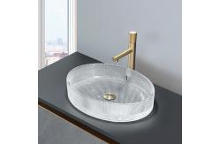 China Scratch Resistant Crystal Clear Glass Vessel Basins Countertop Mounted supplier