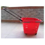 Stackable Plastic Shopping Basket With Wheels For Grocery / Supermarket SGS for sale
