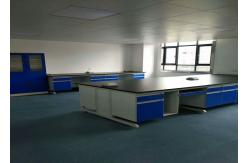 China Chemical Wood Lab Furniture , Laboratory Island Bench With Reagent Shelf supplier
