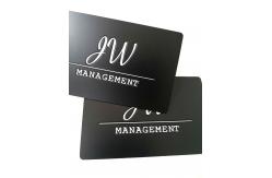 China Customized Cr80 Matt Black Steel Business Card Moq1 Deboss Logo supplier