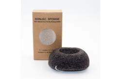 China Anti Bacterial Charcoal Konjac Sponge Face Exfoliating Donut Bath Sponge supplier