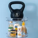 Dia 27cm Rotatable Double Layer Spice Rack Plastic Kitchen Organizer