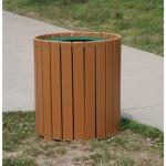 33 Gallon Round Recycled Plastic Trash Receptacle with Rain Cap for sale