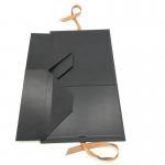 Customized Black Collapsible Gift Box With Ribbon for sale