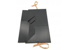 China Customized Black Collapsible Gift Box With Ribbon supplier