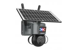 China PTZ 12X Zoom Smart Floodlight Solar Wifi Camera Red Blue Warning supplier