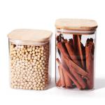 High Borosilicate Snack Glass Storage Jars 1600ml With Bamboo Lids for sale