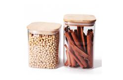China High Borosilicate Snack Glass Storage Jars 1600ml With Bamboo Lids supplier