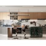 Sophisticated Residential Stainless Steel Kitchen Cabinets With Deep Gray And Brown Accents for sale