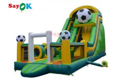 China Inflatable Slippery Slide Football Theme Kids Tarpaulin Inflatable Bounce House Slide Jumping Castle supplier