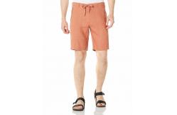 China Light Brown Beach Mens Linen Shorts Drawstring Yarn Dyed Fabric supplier
