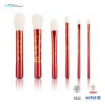 Long Aluminium Ferrule Synthetic Hair Makeup Brushes Red Handle Cosmetic Brush Set for sale