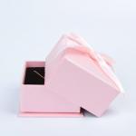 Paper Pendant Necklace Ring Packaging Box With Pink Bow Square Shape for sale