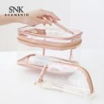 Logo Custom Pink Clear Handle Wash PVC Cosmetic Bag for sale