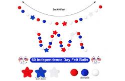 China Bulk Independence Day Felt Pom Poms White Blue And Red Ball supplier