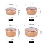 Kraft Paper Food Takeaway Box Fruit Salad Packaging Containers With Plastic Cover
