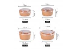 China Kraft Paper Food Takeaway Box Fruit Salad Packaging Containers With Plastic Cover supplier
