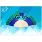 23cm Promotional Folding Hand Fans With Natural Wooden Ribs And  Fabric Or Paper Cover for sale