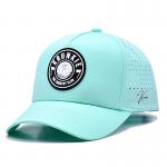Curve Peak 5 Panel Sport Cap With Rubber Patch Logo Laser Holes On Back for sale
