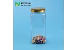 China Square 550ml Plastic Food Jars With Gold Metal Lids supplier
