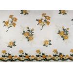 Multi Colored Floral Scallops Lace Fabric For Evening Dresses / Embroidered Tulle Lace Fabric for sale