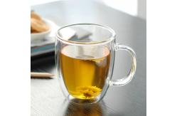 China High Borosilicate Double Wall Glass Tumbler , Transparent Tea Cup With Bamboo Lid supplier