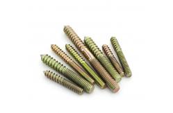 China High Durability Brass Plated Wood Screws M6 Double Head Thread Dowel Screw supplier