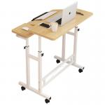 Height Adjust White Frame Metal Study Table With 4 Wheels for sale