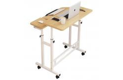 China Height Adjust White Frame Metal Study Table With 4 Wheels supplier