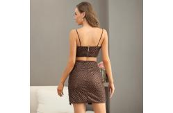 China OEM  Mini Camisole Crop Top And Mini Skirt Set Pearl Glitter supplier