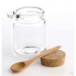 250ml Glass Storage Jars Mini Glass Sugar Jar With Wooden Cork Lid for sale