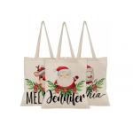 Christmas Tote Reusable Gift Bags Canvas Material Wear Resistant for sale