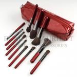 ISO9001 Premium Private Label Red Handle Face Makeup Brush Set 13.6cm Length for sale
