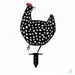 Black 25cm SGS Metal Chicken Yard Art SGS Metal Rooster Yard Decor for sale