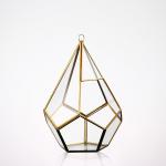 Hanging Flower Glass Homeware Succulent Plant Black Gold Geometric Glass Terrarium for sale