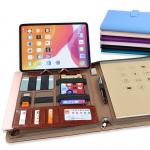 Handheld Executive Leather Business Portfolio Portable Multipurpose With Power Bank