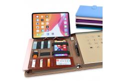 China Handheld Executive Leather Business Portfolio Portable Multipurpose With Power Bank supplier