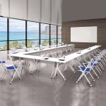 Wood Steel Foldable Training Table Wood Folding Durability With Wheels