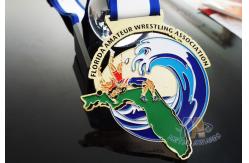 China Customized Taekwondo Or wrestling Metal Award Medals with Sublimated Ribbon supplier