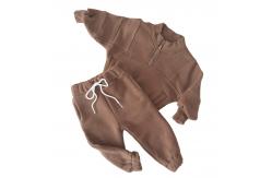 China Customized Half Zipper Pullover Sweat Shirt 280gsm With Drawstring Sweatpants Kids Jogger Set supplier