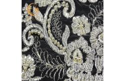 China Embroided Beaded Lace Trim Polyester 140cm Width With Metal Thread supplier