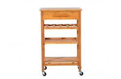 China Wooden Kitchen Food Tray Trolley Cart with Wheels Prices Bamboo Home Furniture supplier