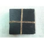 Rough Rim Plain Stone Coasters , 4 Black Slate Coasters Natural Surface